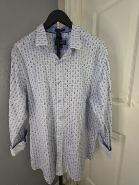 ​Johnston & Murphy Men's L/S Skull & Crossbones Print Button Down Shirt XL Cotto
